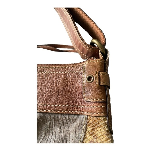 VINTAGE FOSSIL-LEATHER AND SUEDE PATCHWORK CROSSBODY - Picture 6 of 11